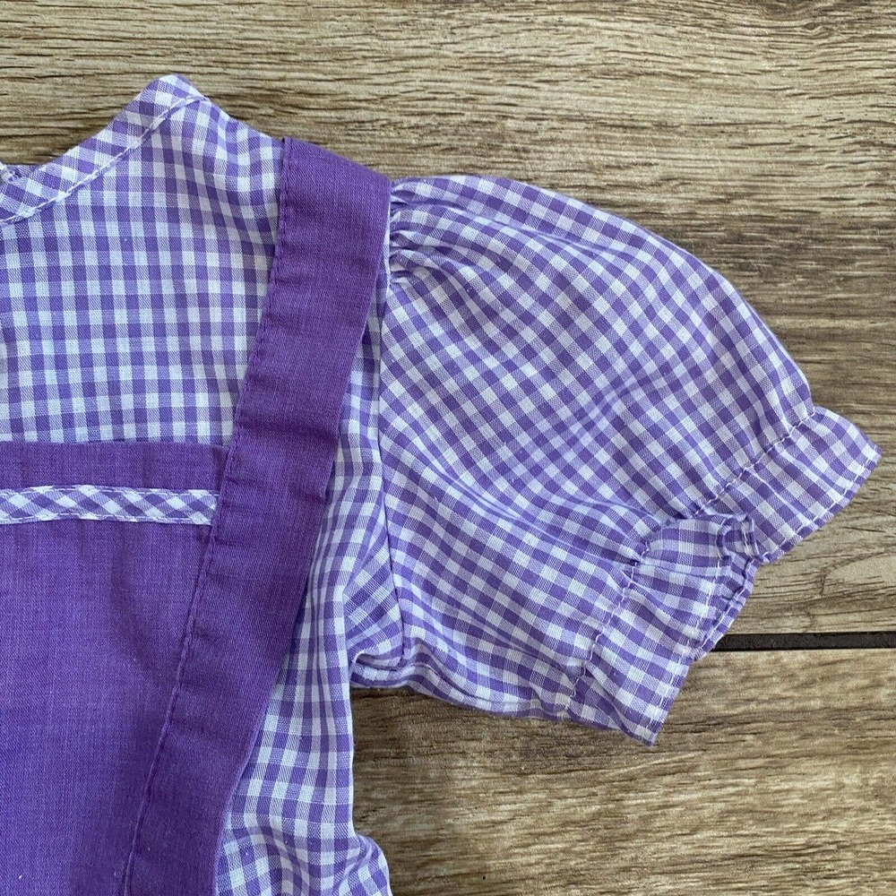 Vintage Sears Dress Baby Girl 4 Toddler Purple White Checkered USA Made Smocked - Picture 6 of 10